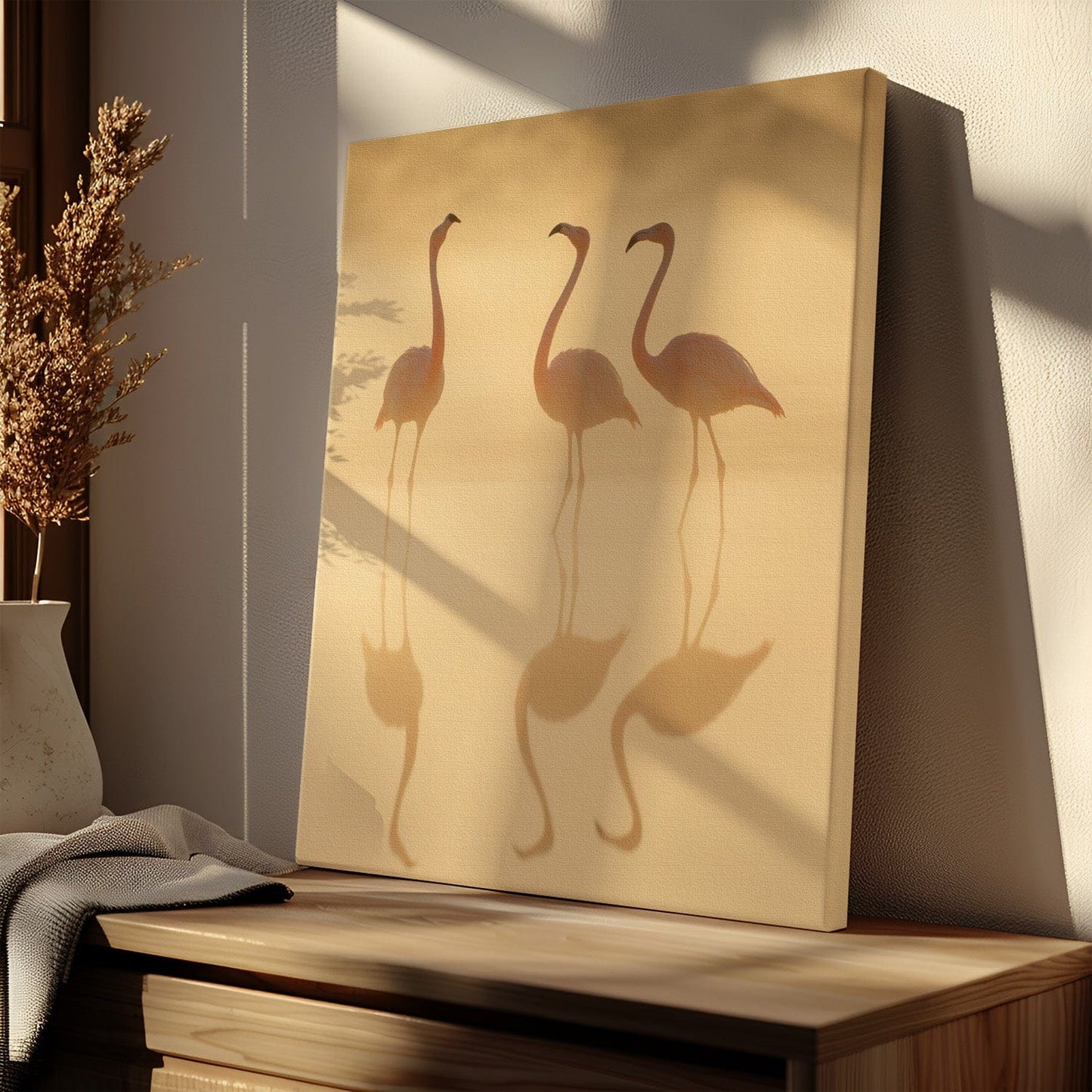 Ethereal Golden Flamingo Canvas