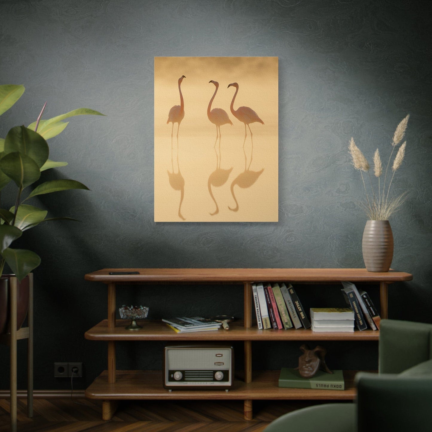 Ethereal Golden Flamingo Canvas