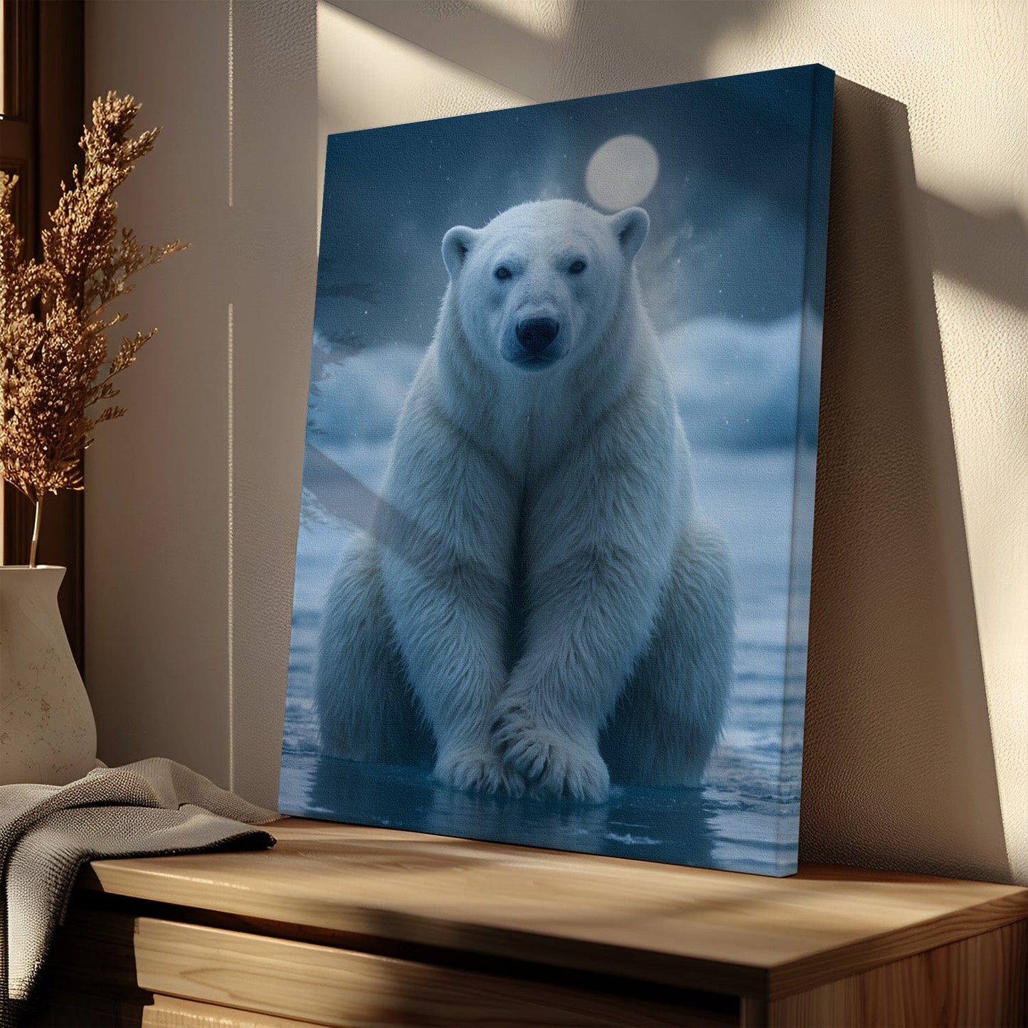 Moonlit Polar Bear Canvas