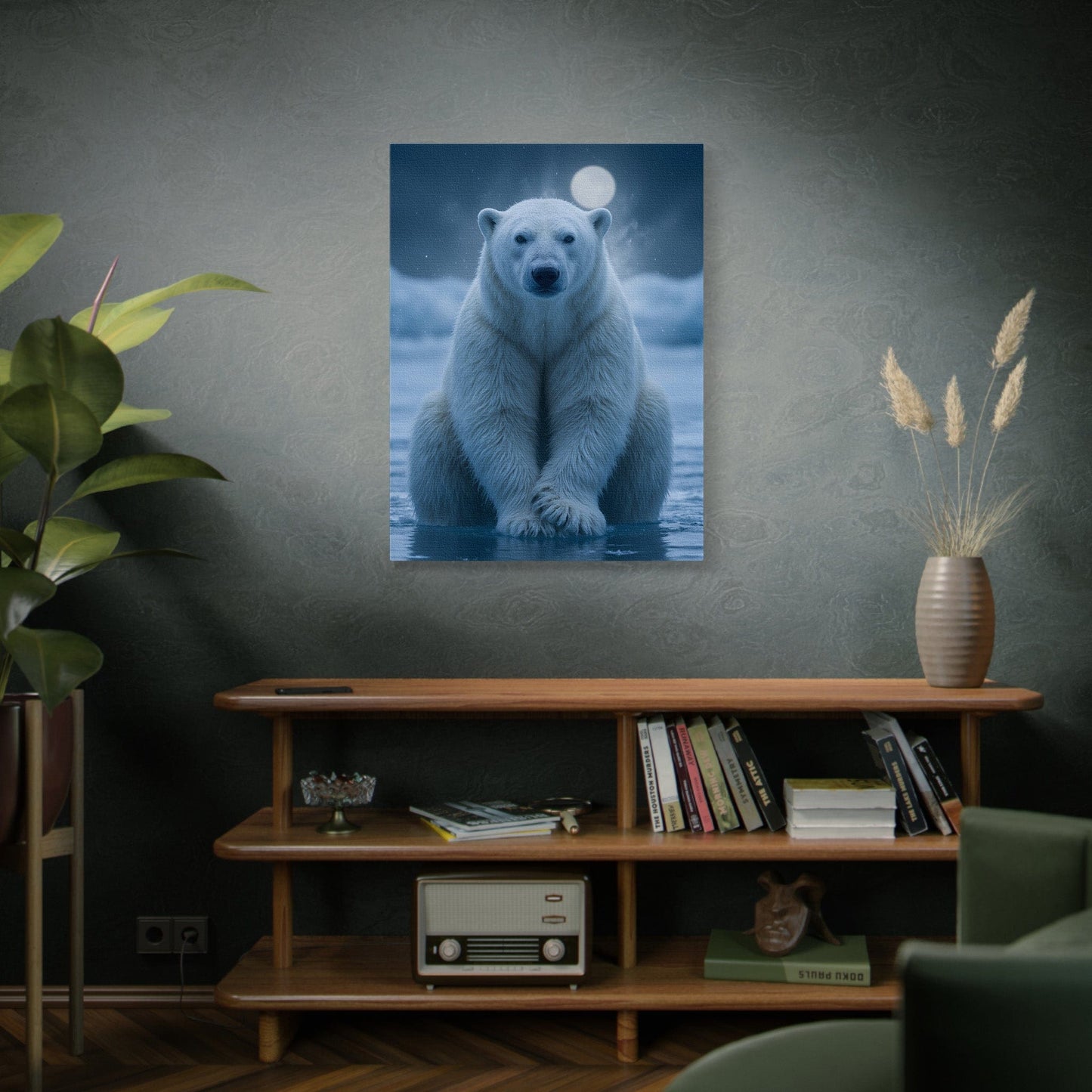 Moonlit Polar Bear Canvas