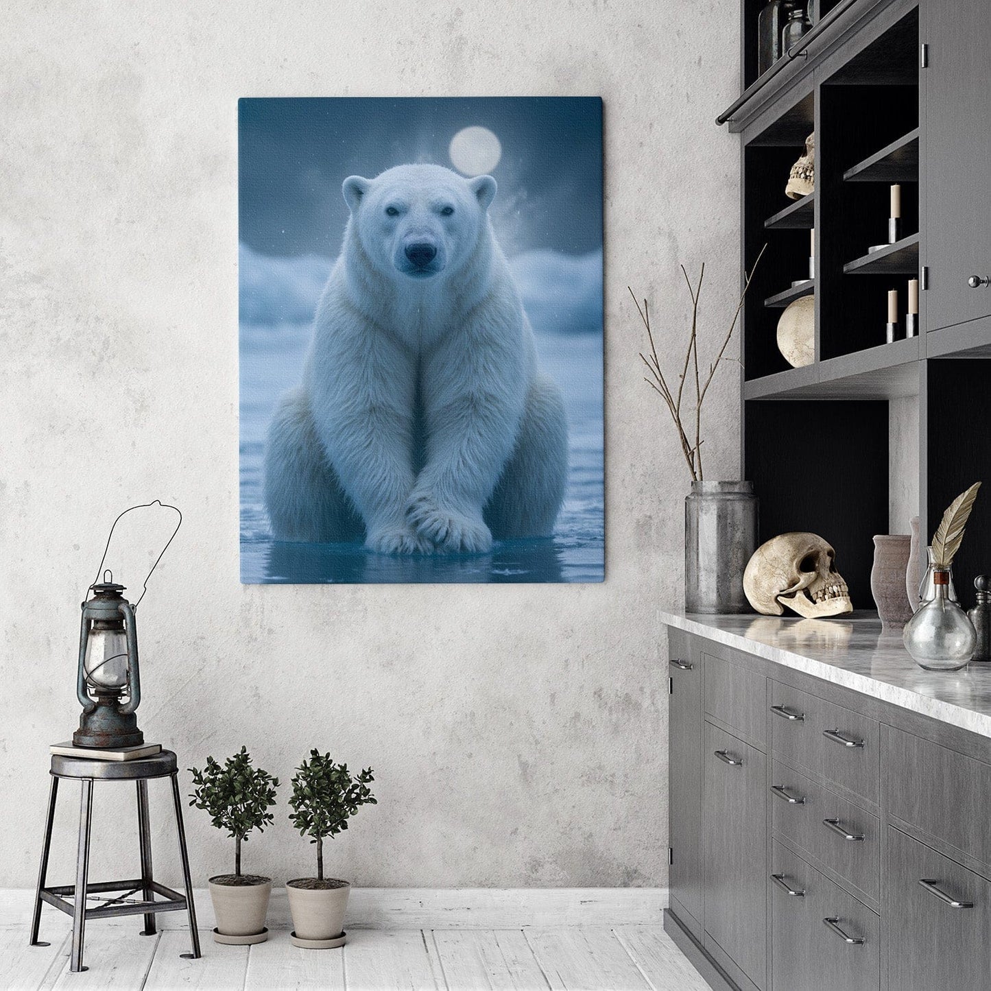 Moonlit Polar Bear Canvas