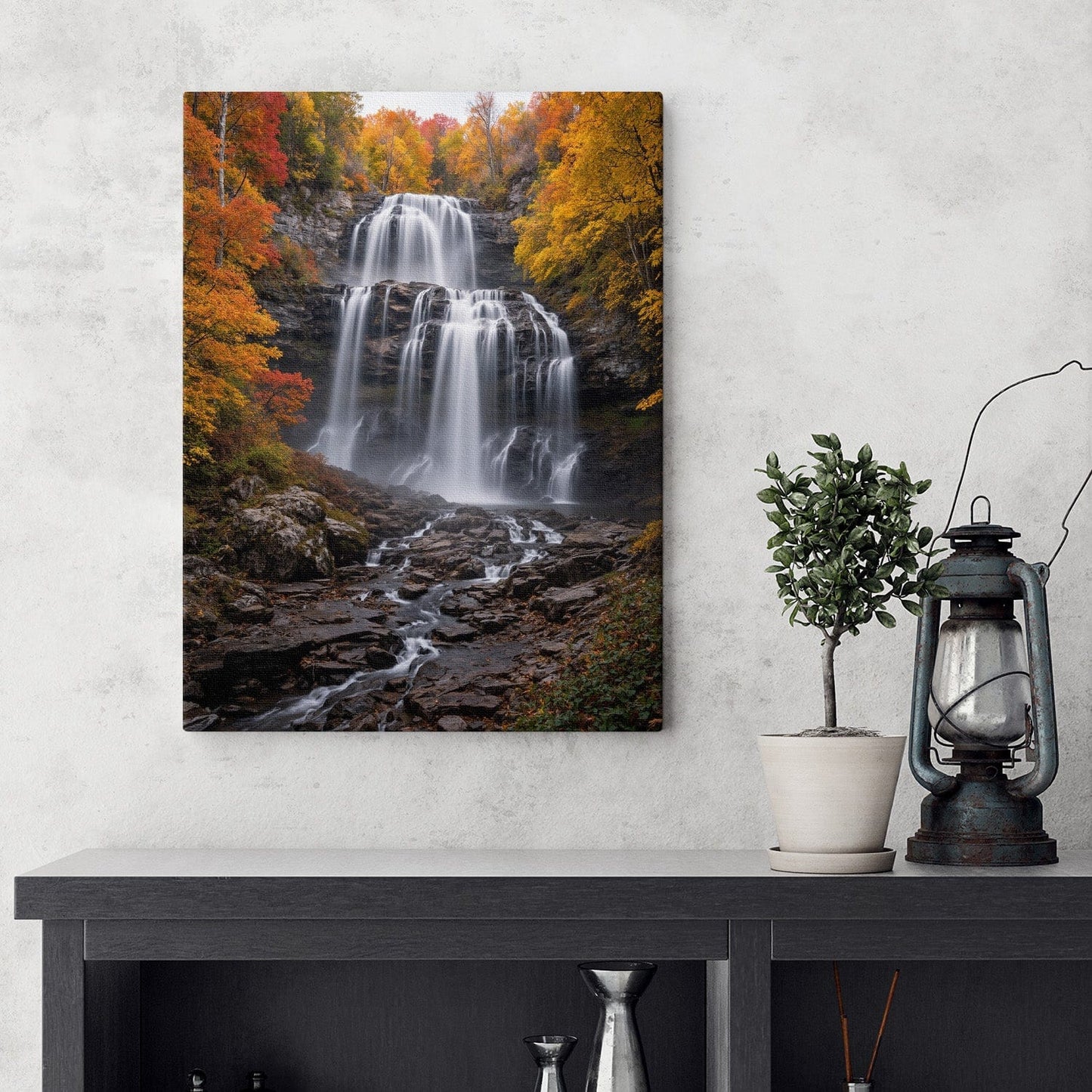 Autumn Cascade Waterfall Canvas