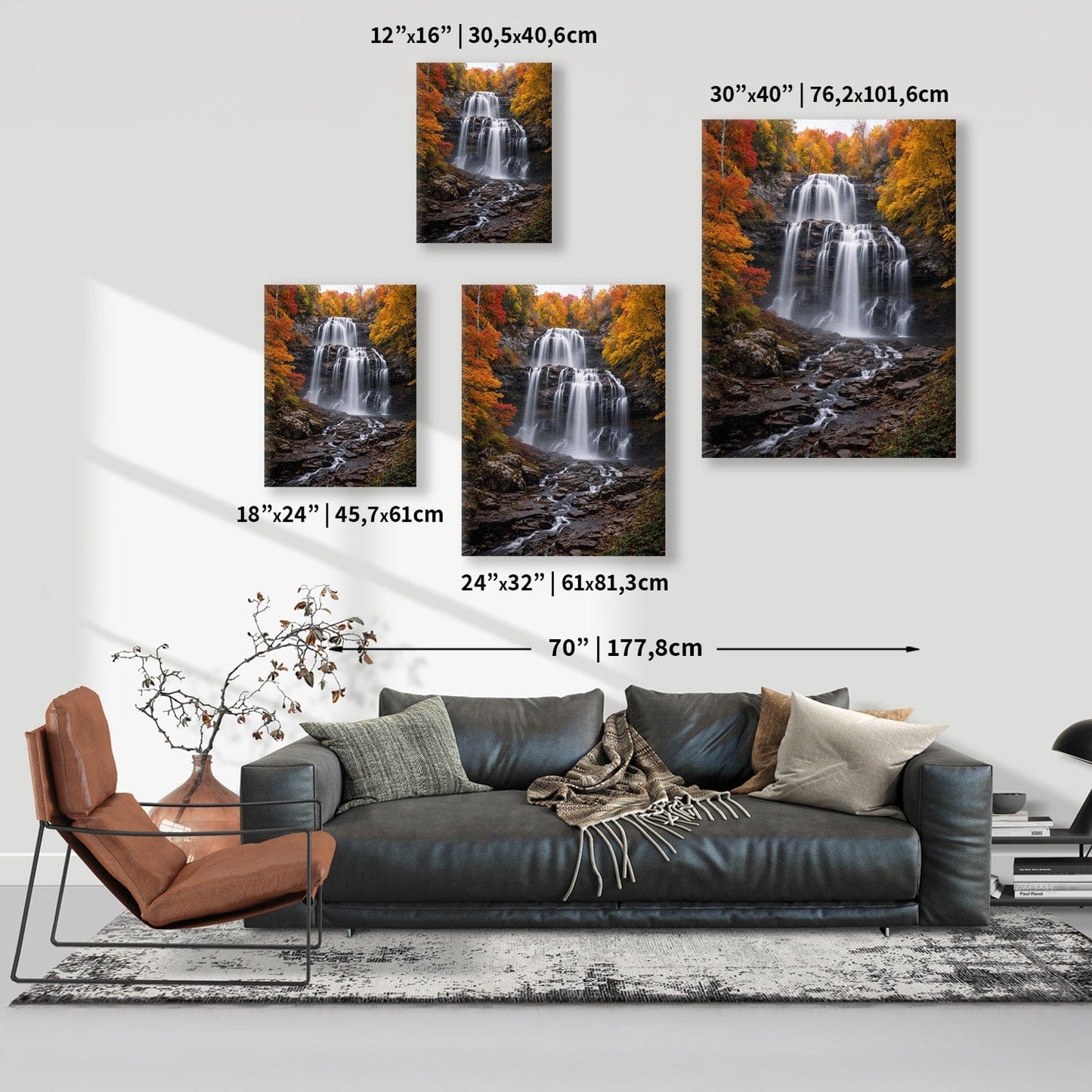 Autumn Cascade Waterfall Canvas