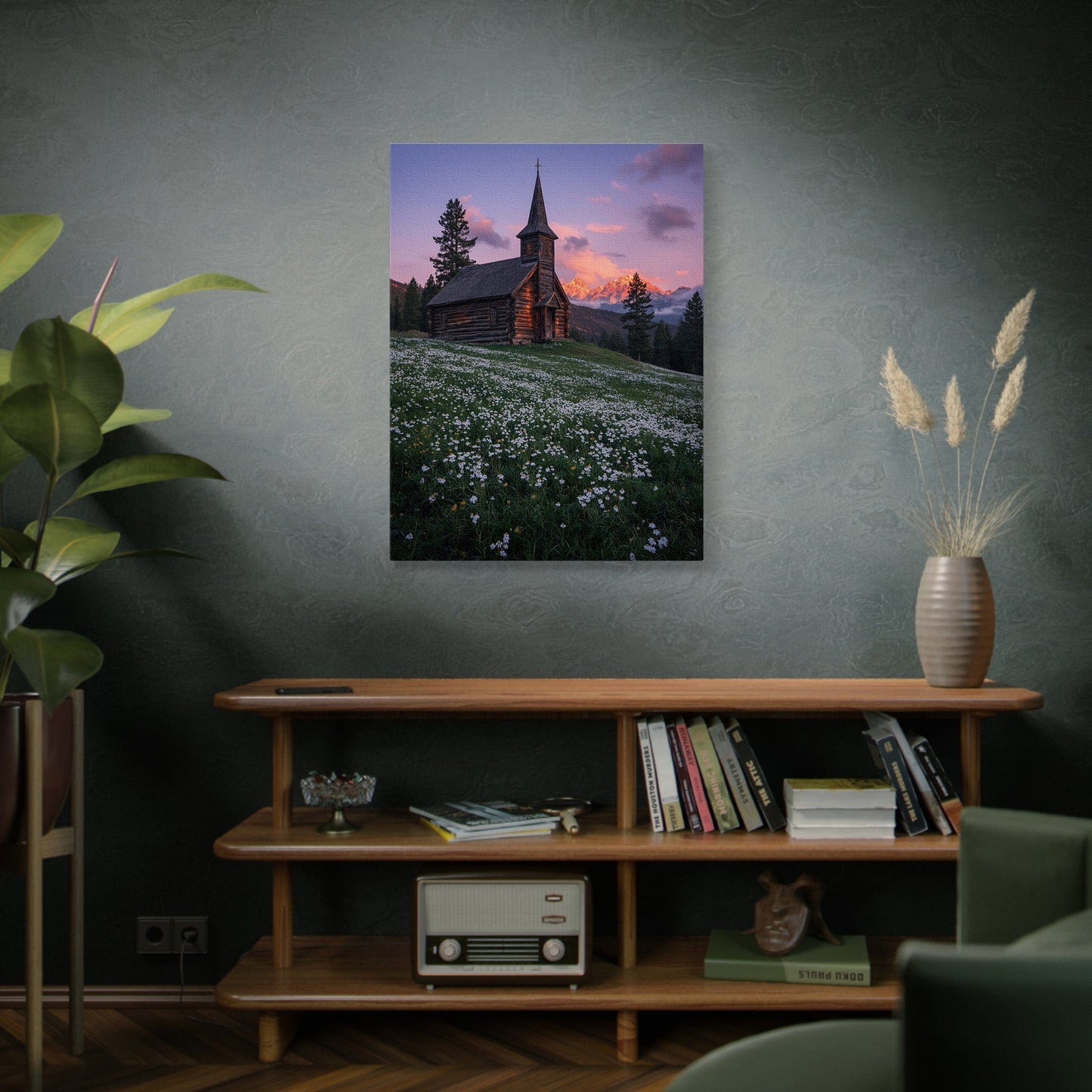 Zonsondergang Berg Kapel Canvas