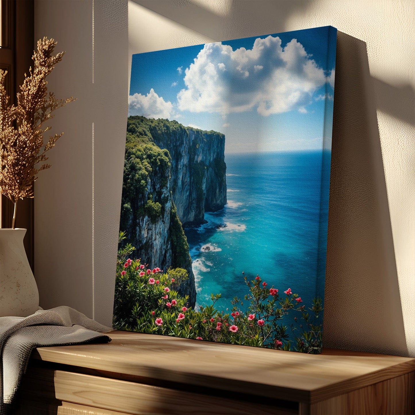 Coastal Cliffs Azure Canvas