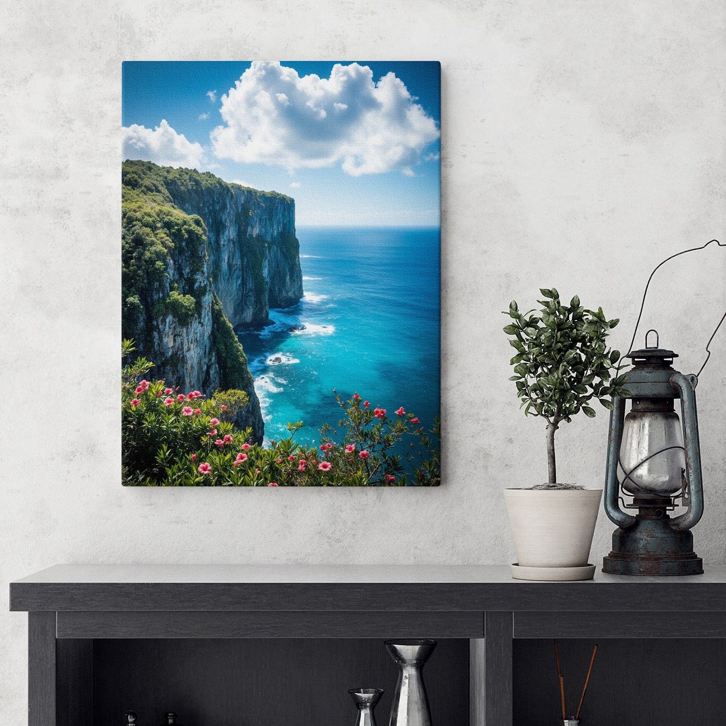 Coastal Cliffs Azure Canvas