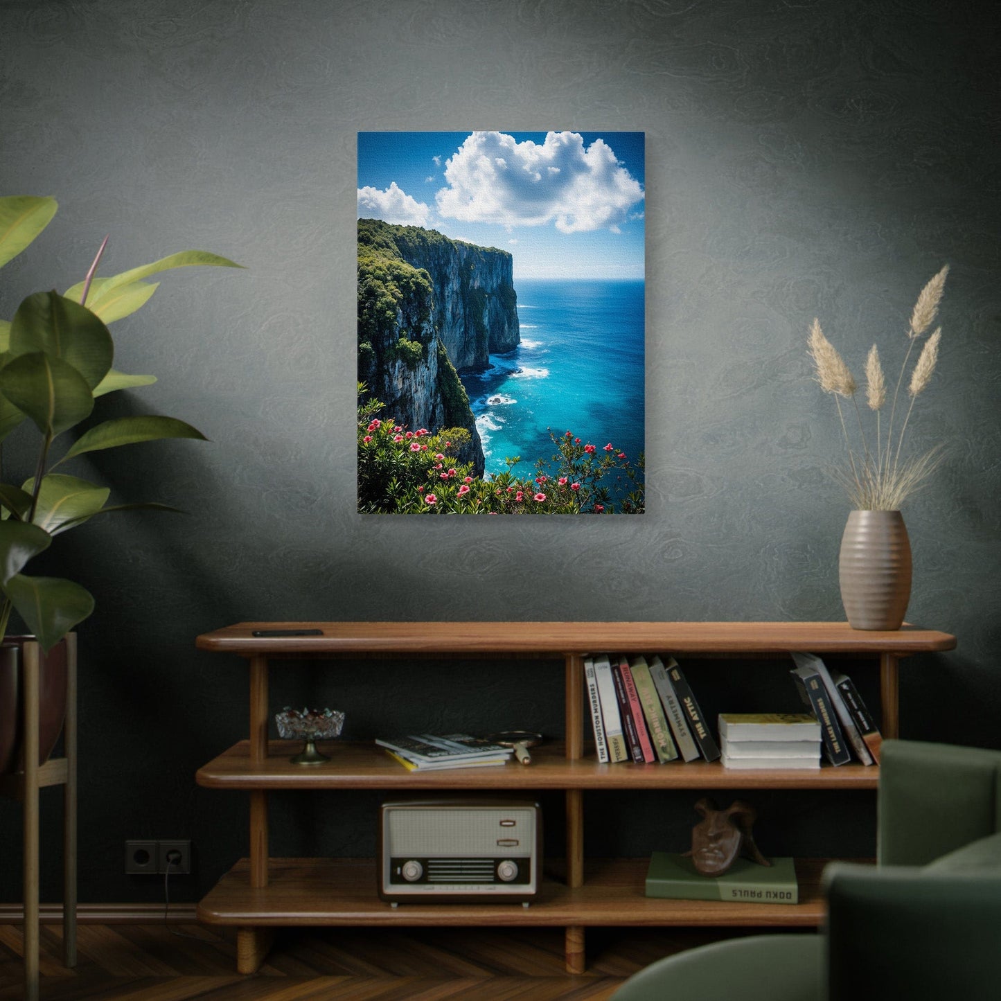 Coastal Cliffs Azure Canvas