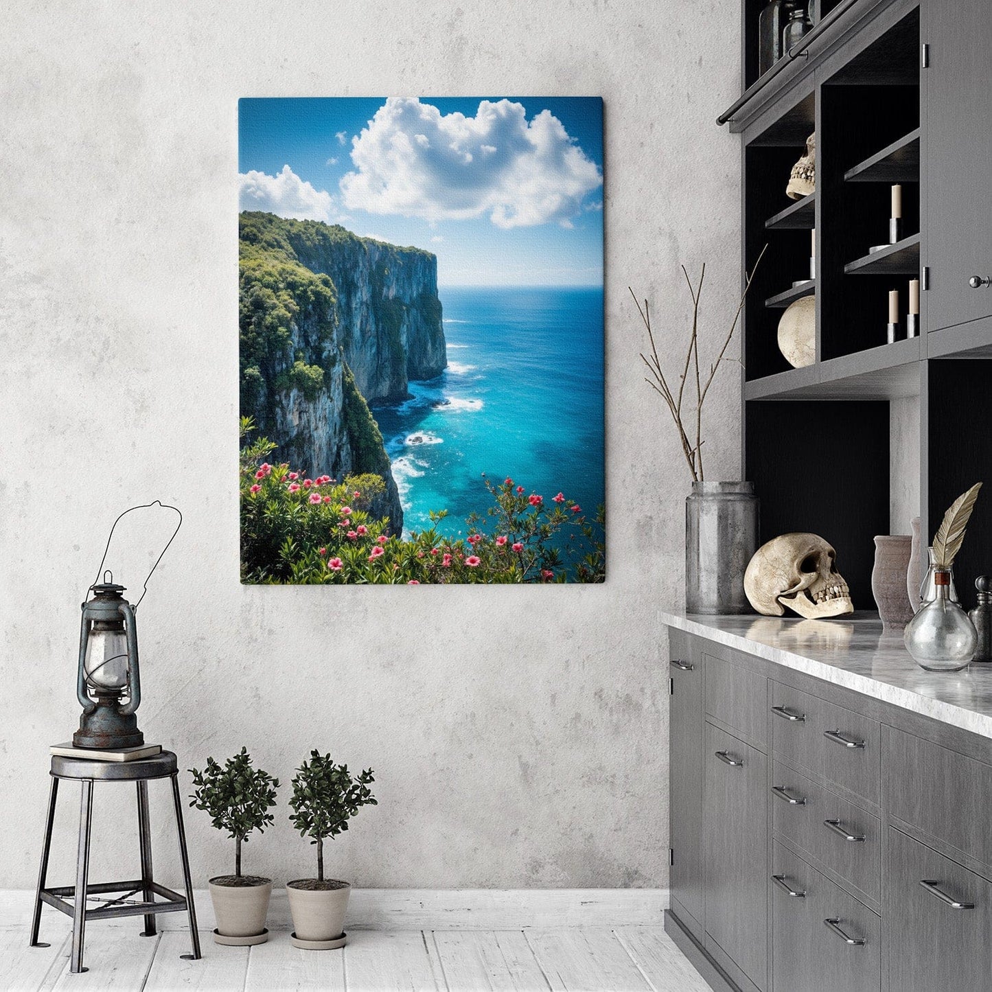 Coastal Cliffs Azure Canvas