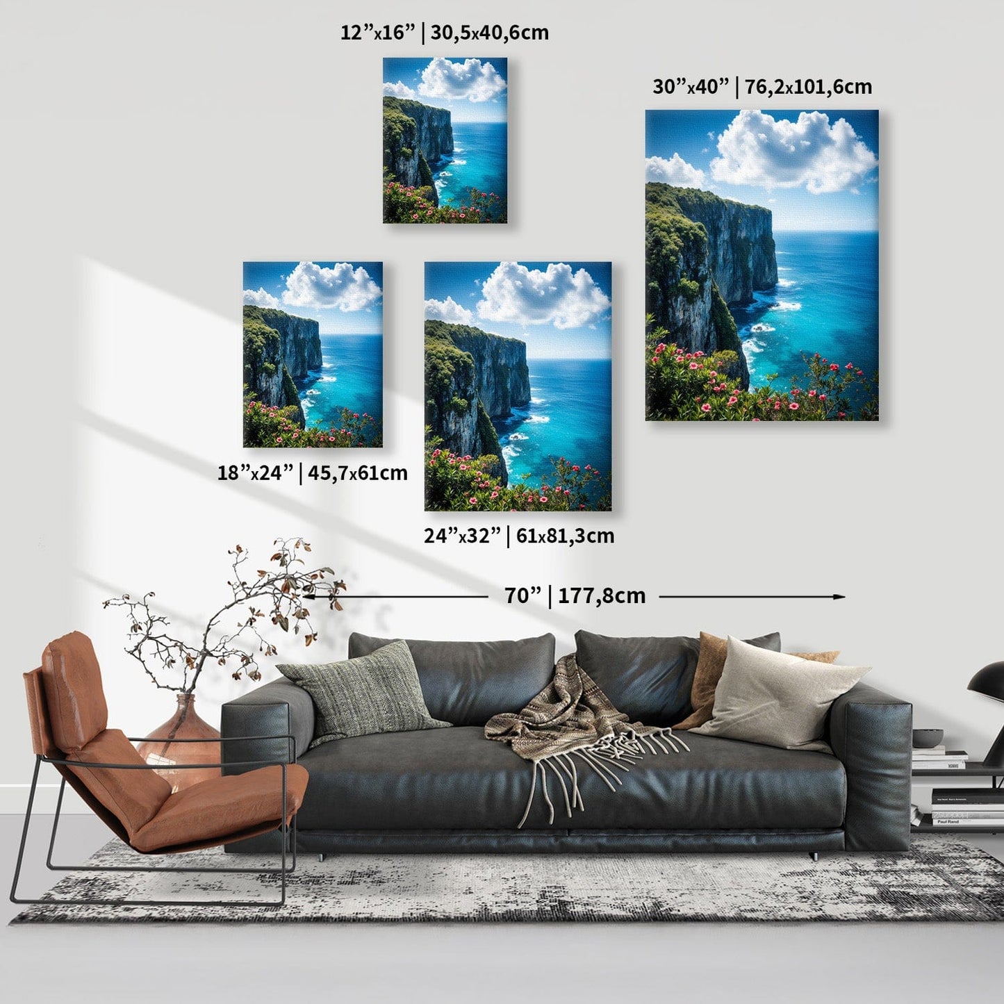 Coastal Cliffs Azure Canvas