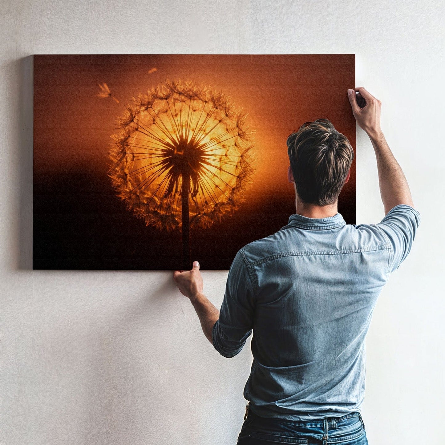 Ethereal Dandelion Sunset Canvas