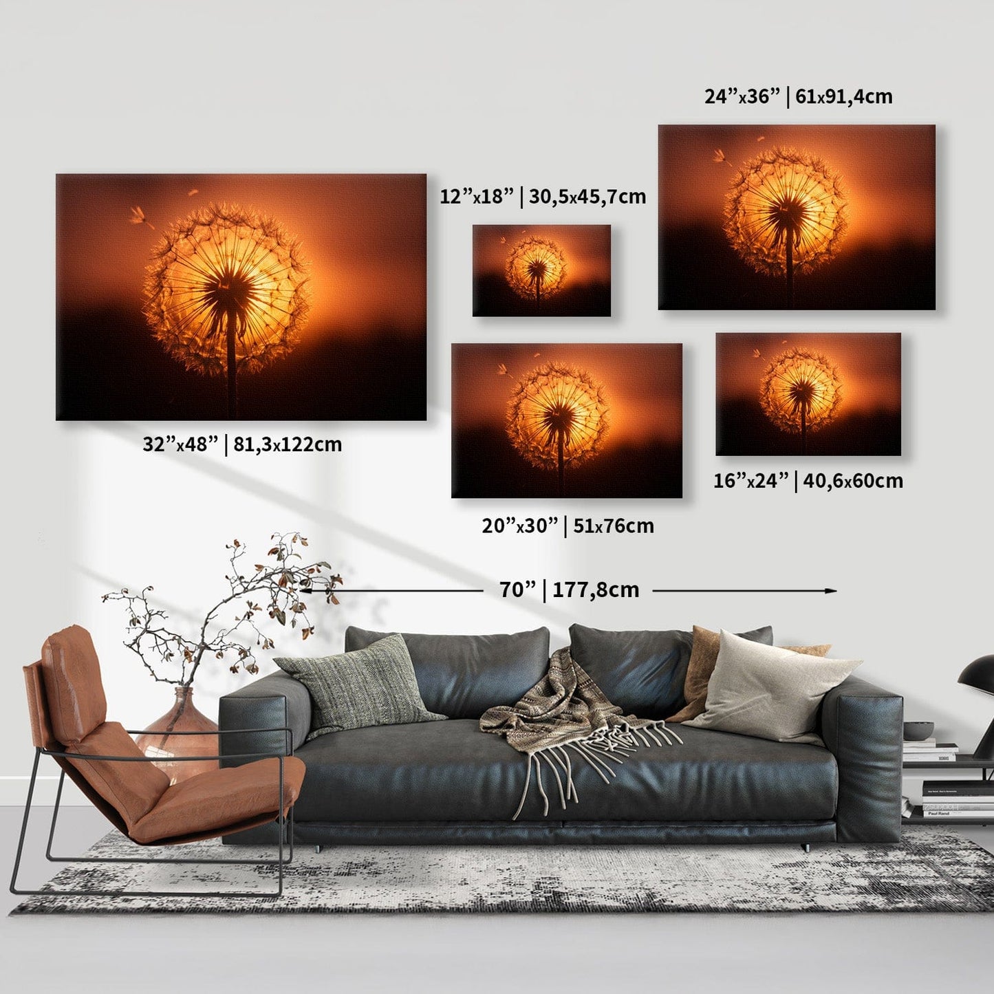 Ethereal Dandelion Sunset Canvas