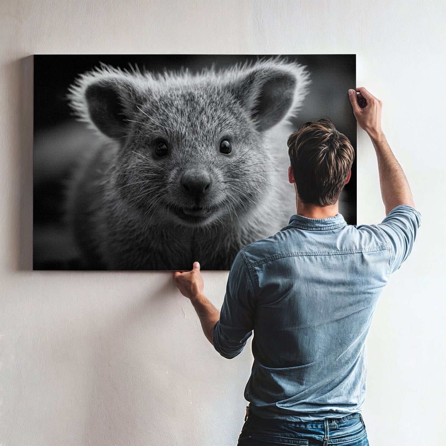 Black And White Quokka Canvas