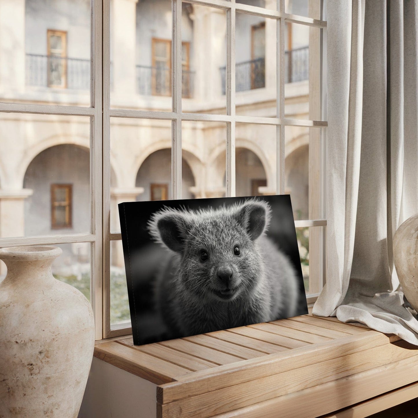 Black And White Quokka Canvas