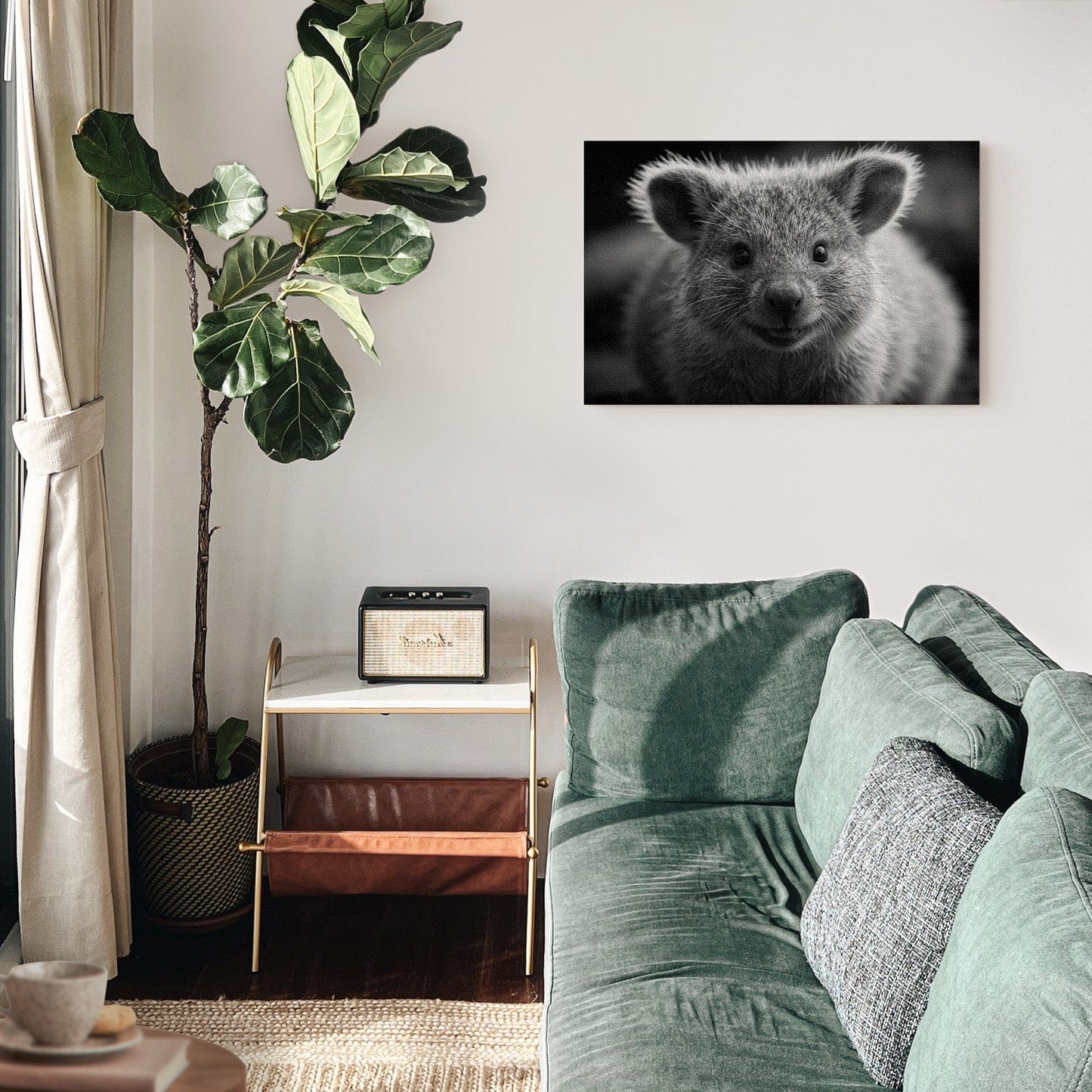 Black And White Quokka Canvas