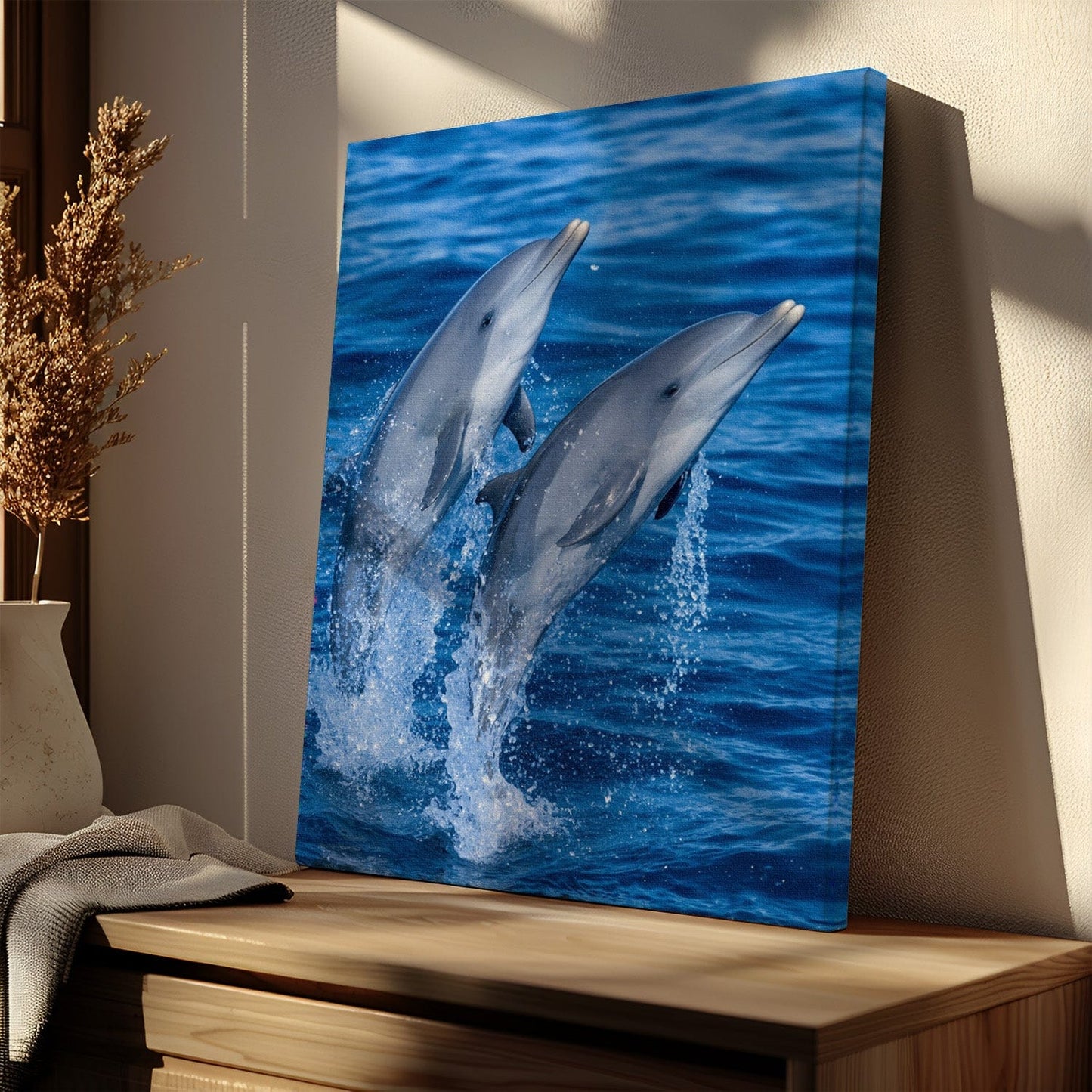 Playful Dolphin Duo Canvas