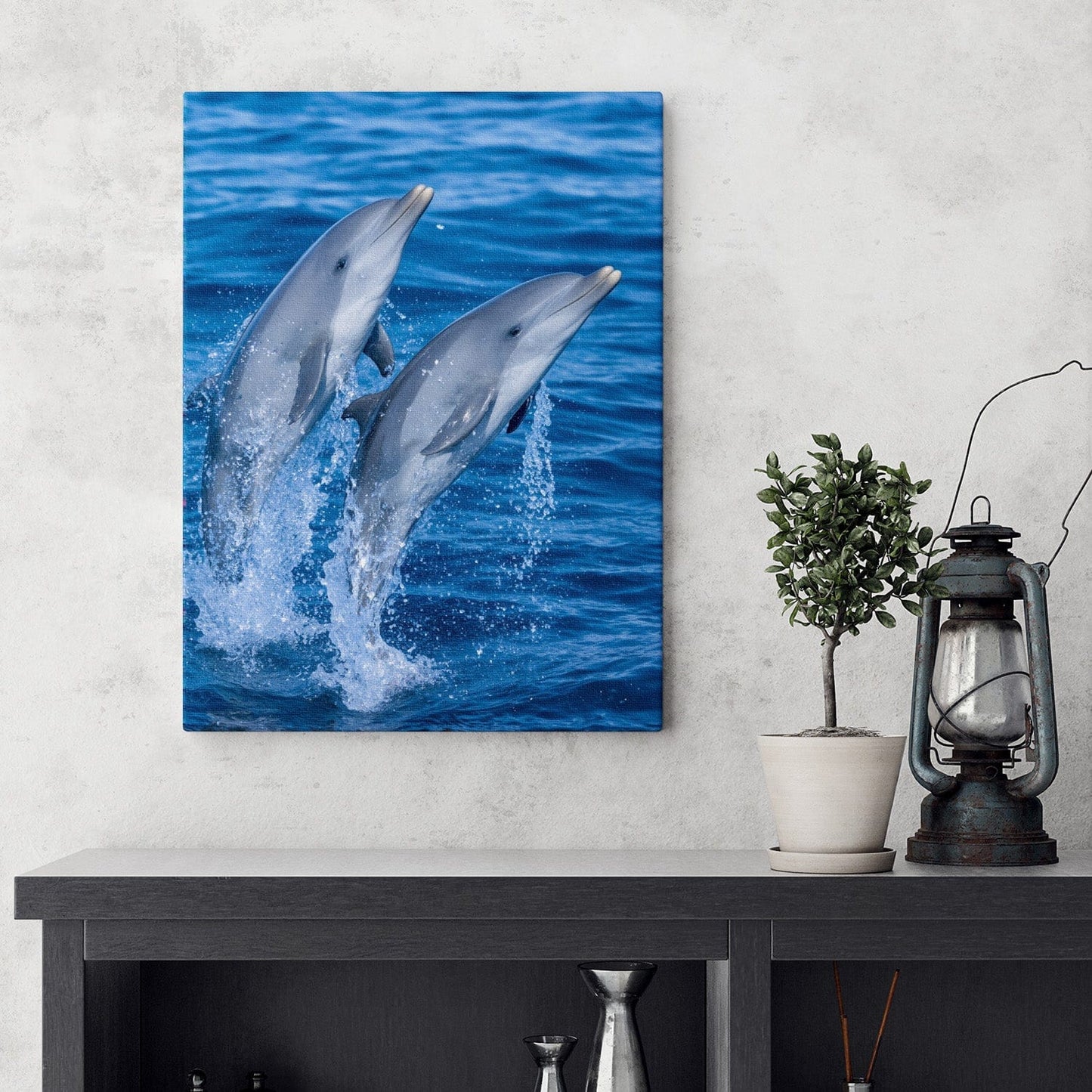Playful Dolphin Duo Canvas