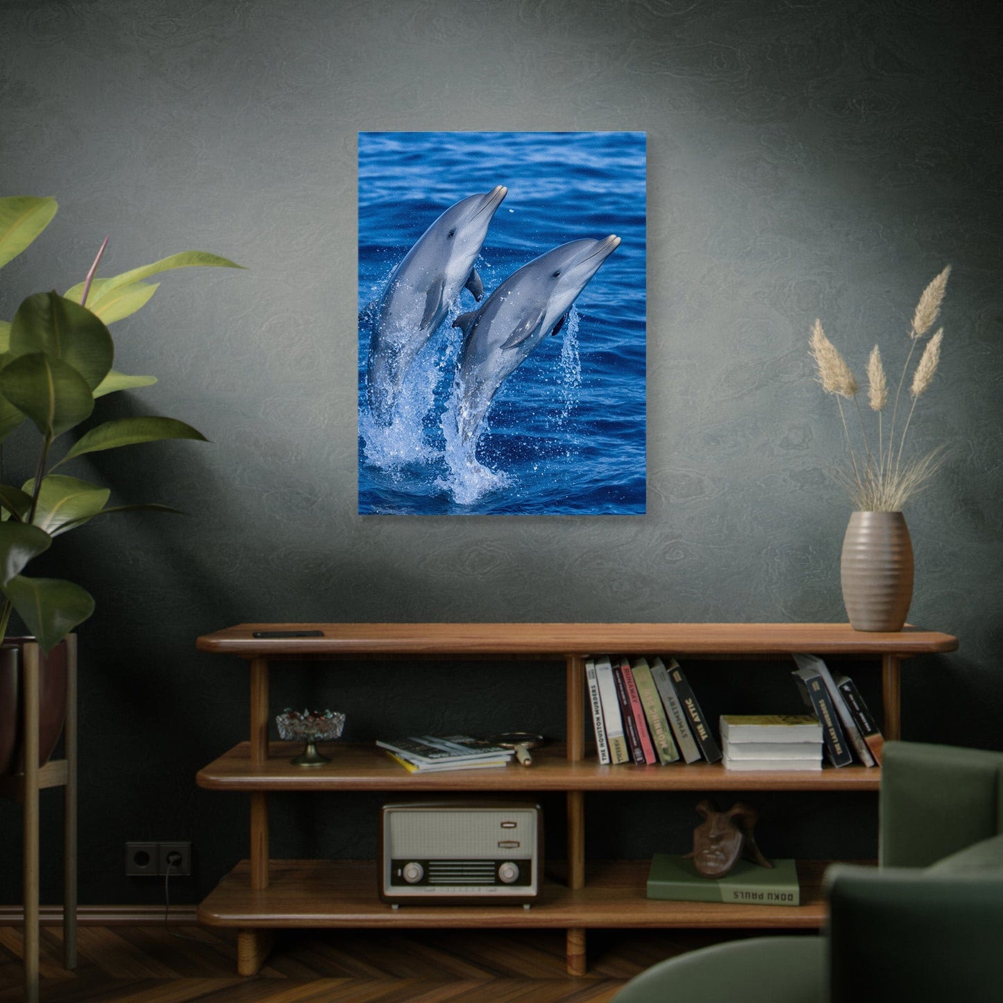 Playful Dolphin Duo Canvas