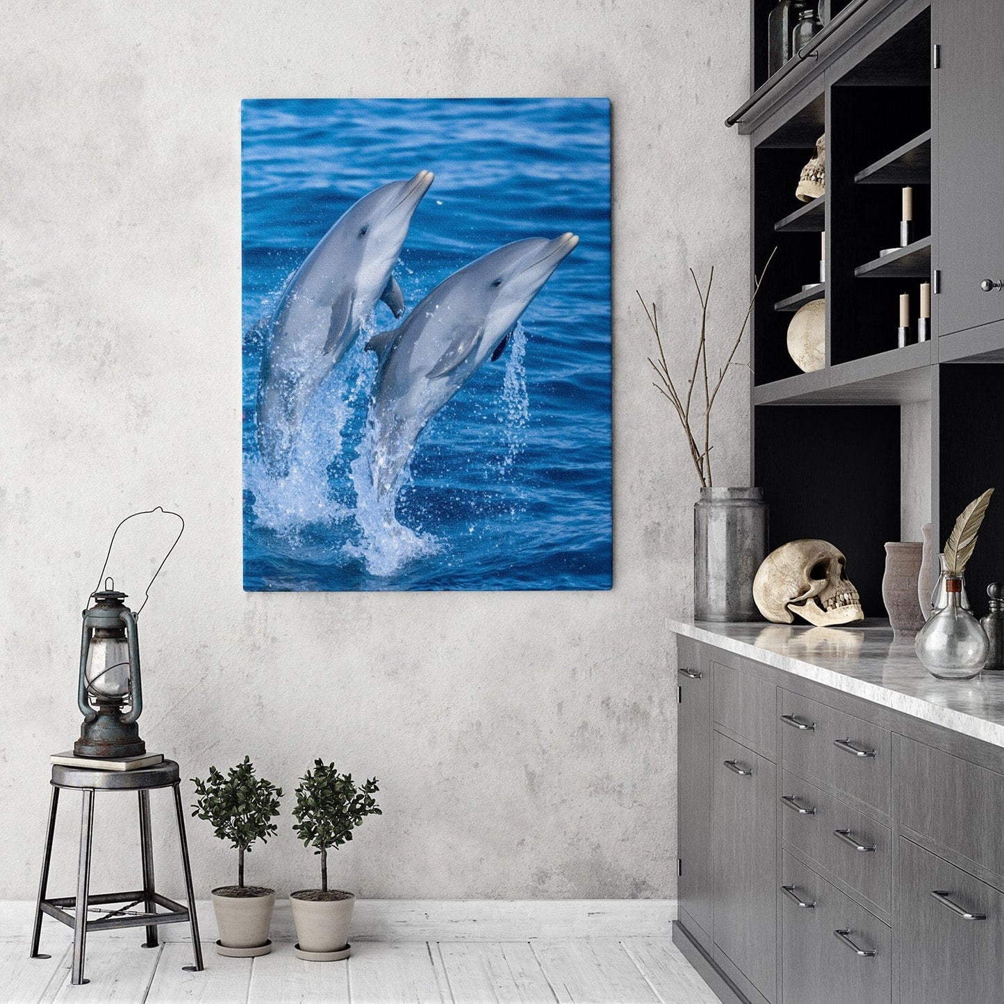Playful Dolphin Duo Canvas