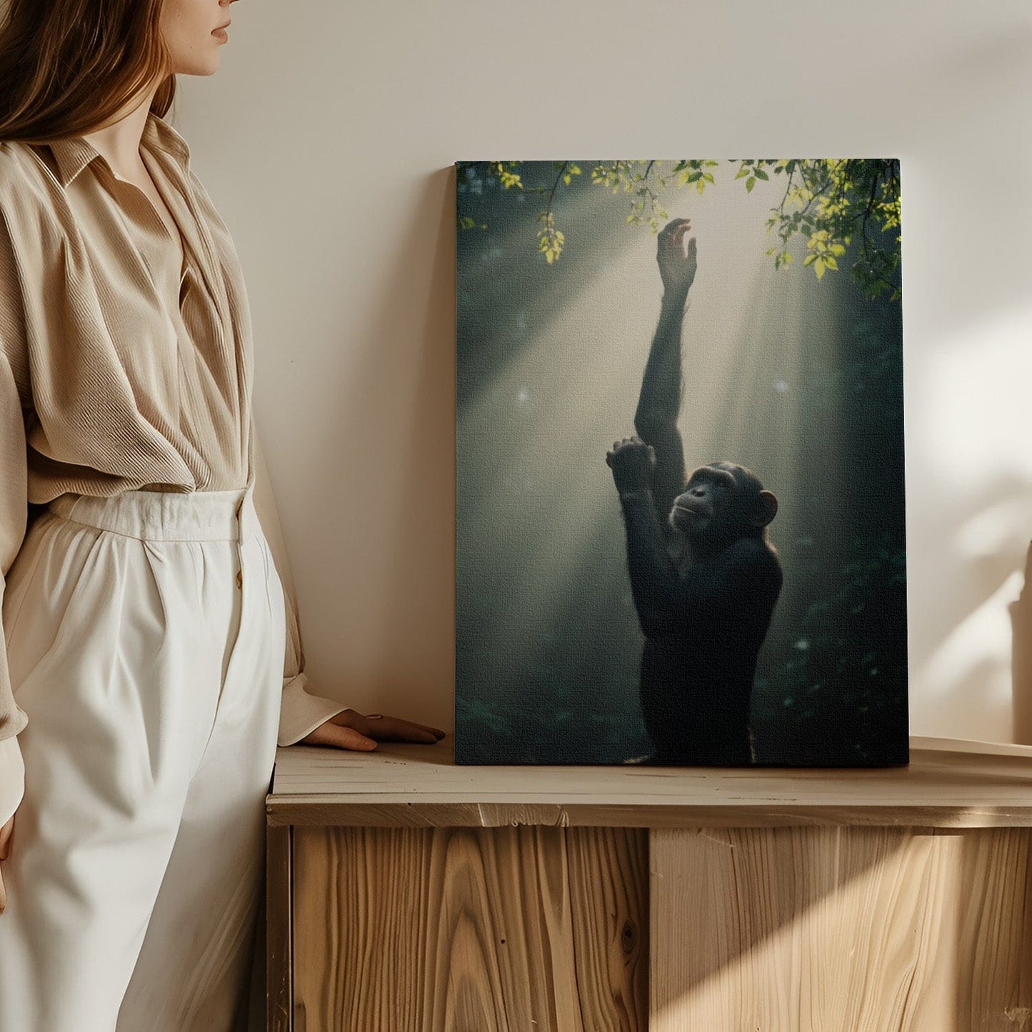 Ethereal Chimpanzee Reaching Canvas