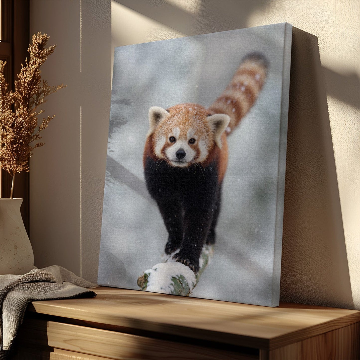 Snowy Red Panda Canvas