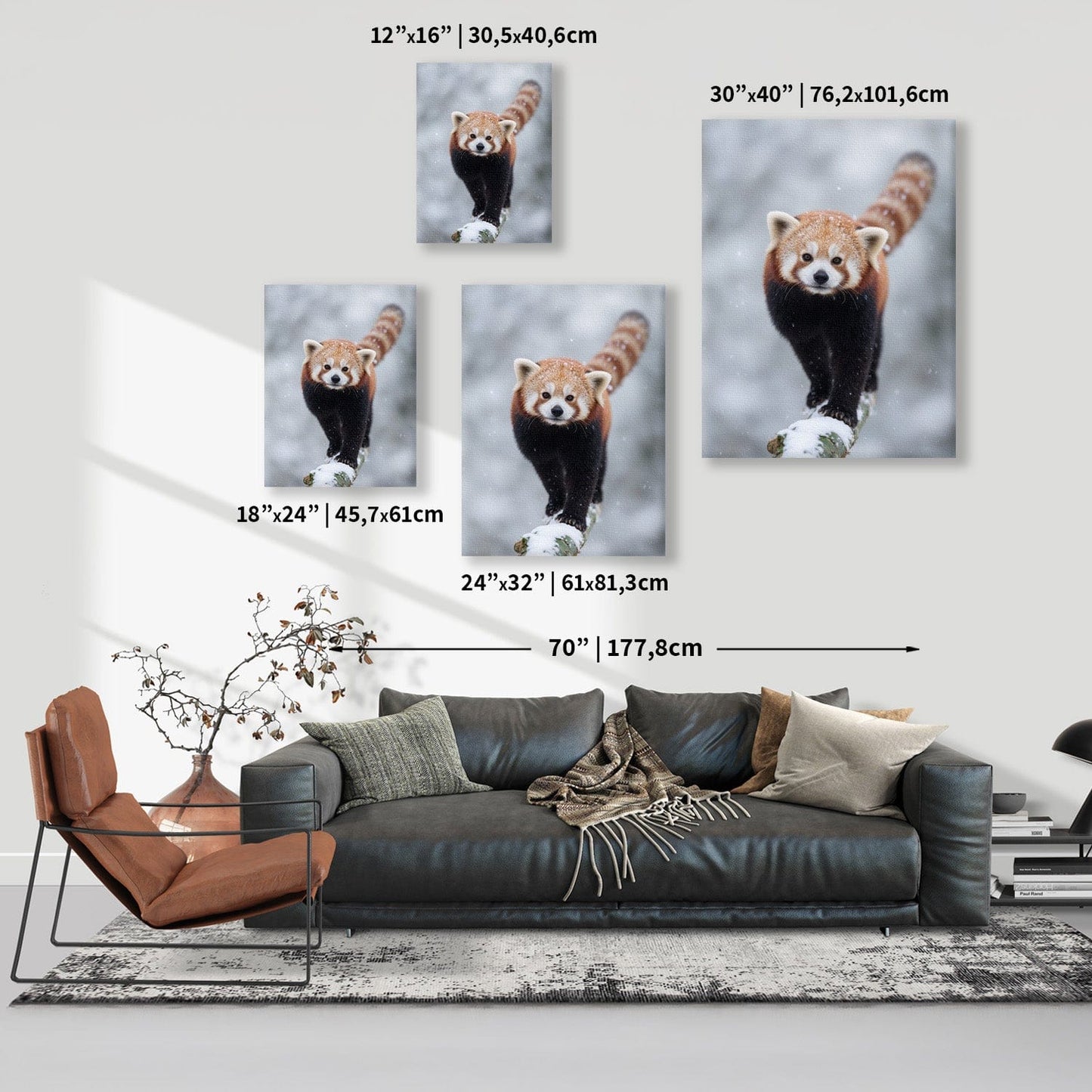 Snowy Red Panda Canvas