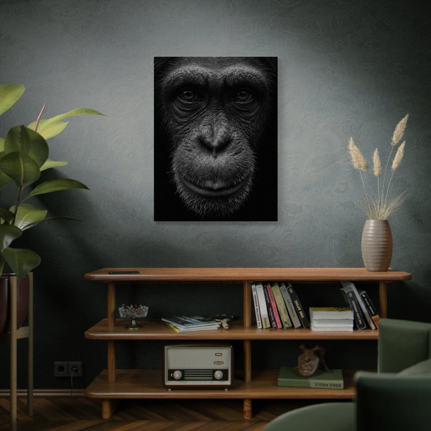 Black and White Chimp Portrait Canvas
