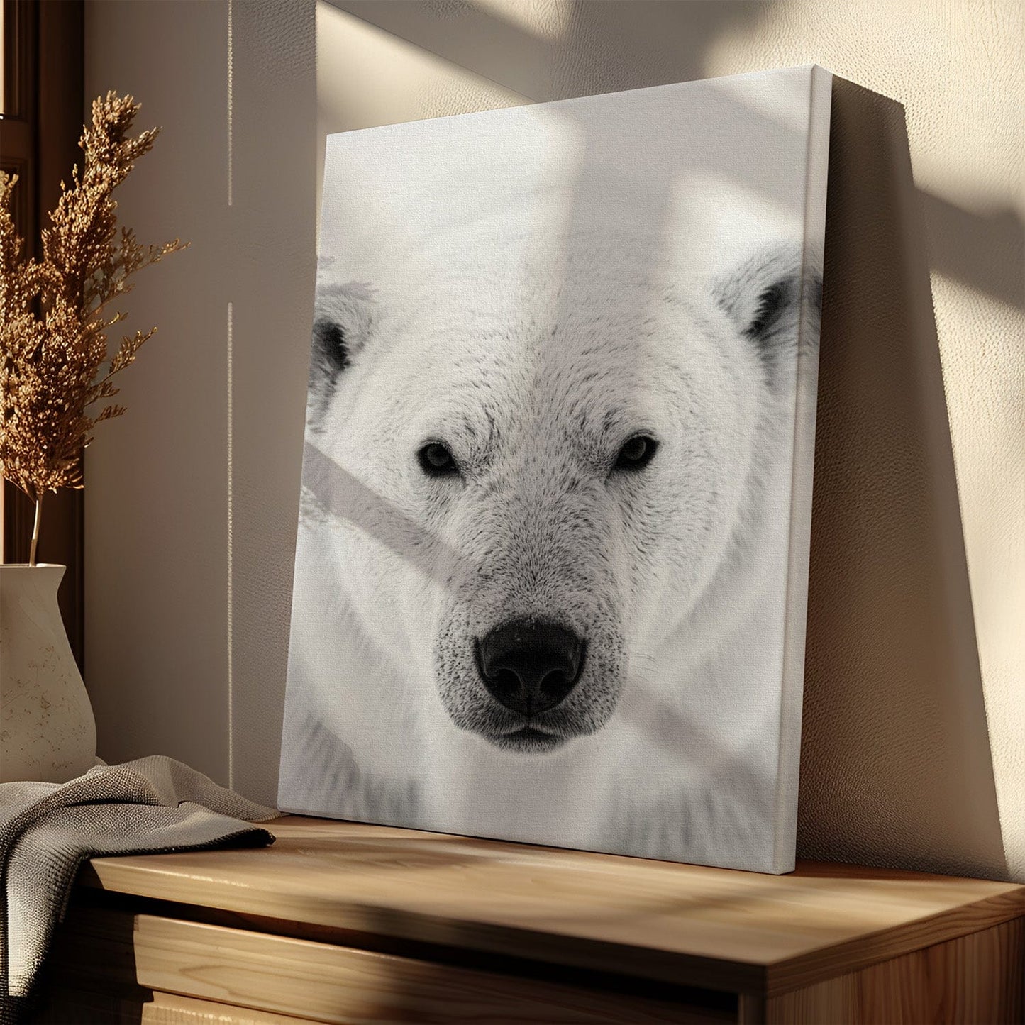 Black and White Polar Bear Canvas