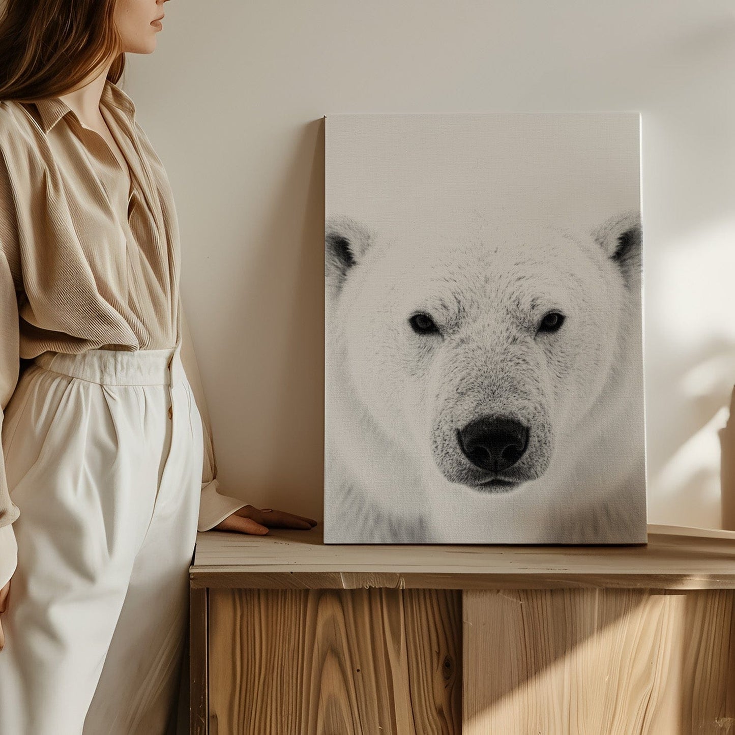 Black and White Polar Bear Canvas