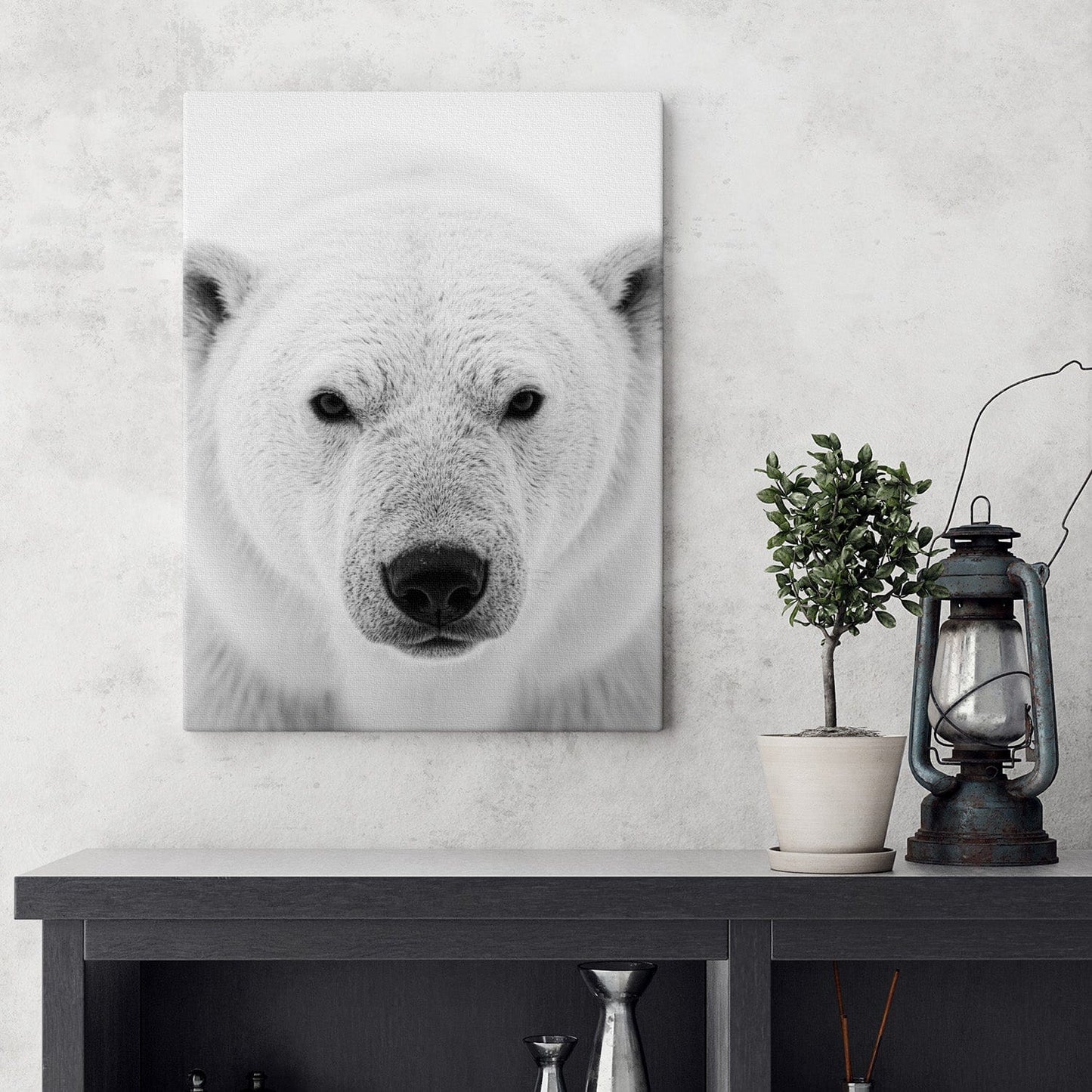 Black and White Polar Bear Canvas