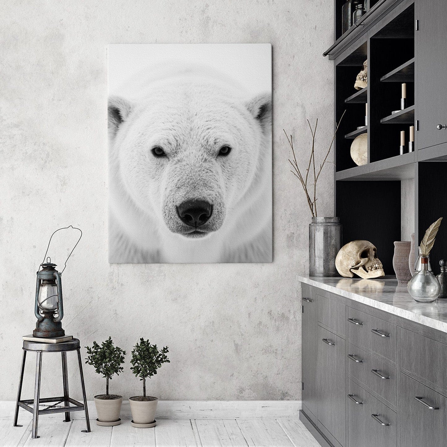 Black and White Polar Bear Canvas