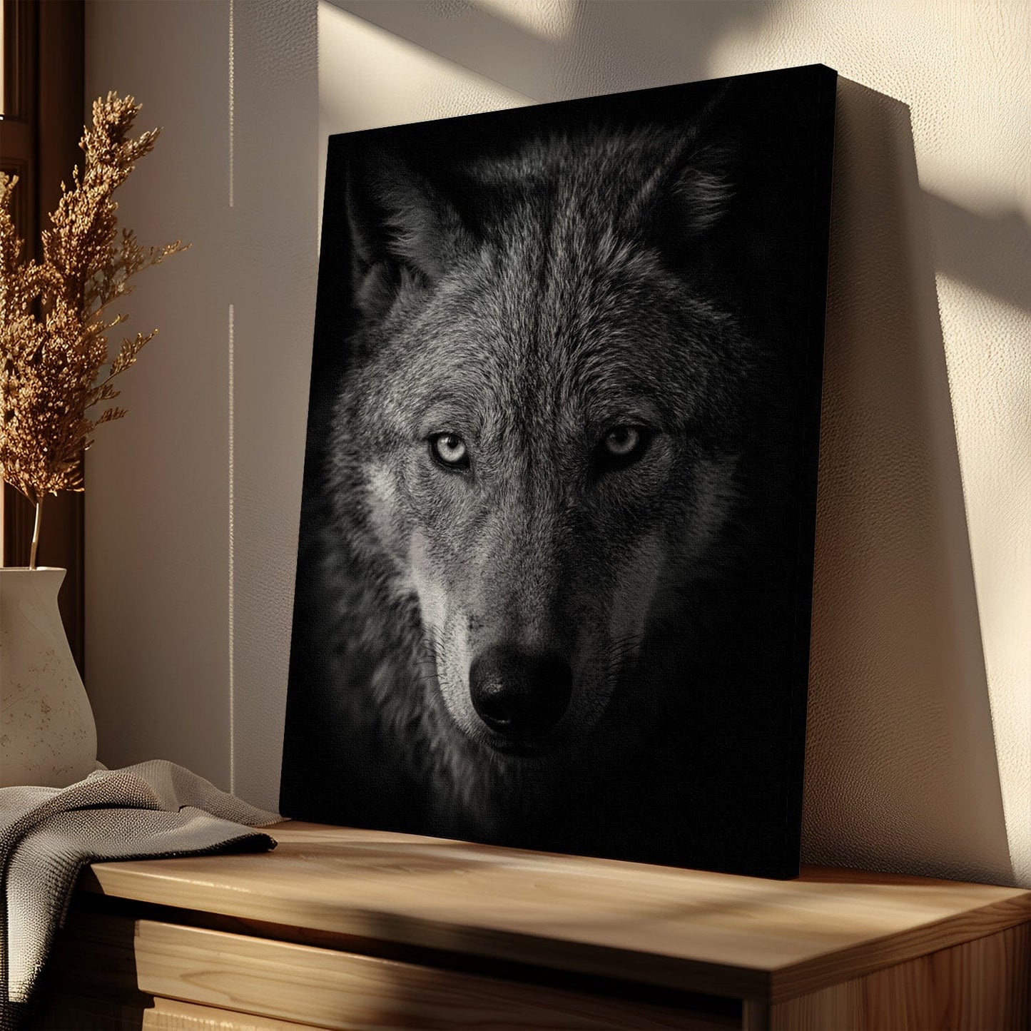 Black and White Wolf Canvas