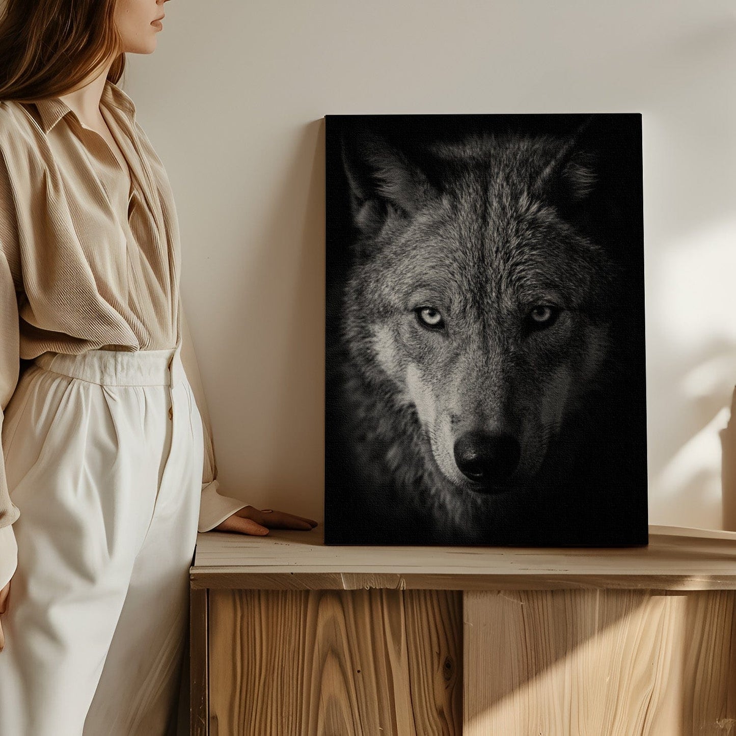 Black and White Wolf Canvas