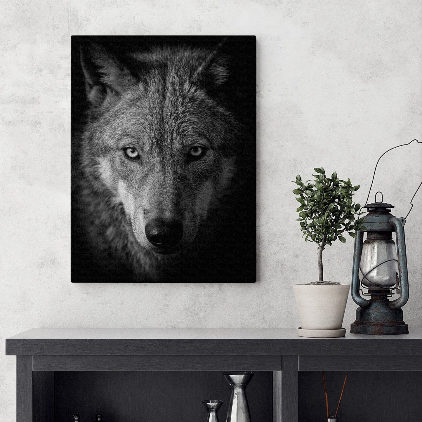 Black and White Wolf Canvas