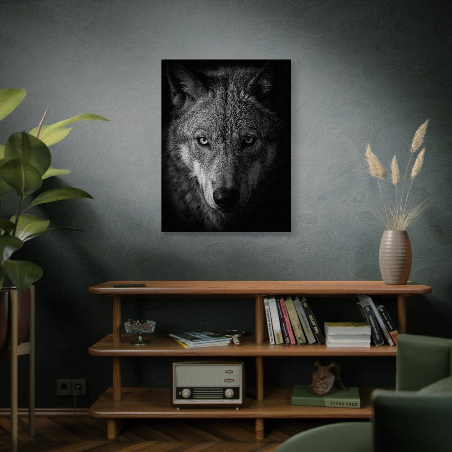 Black and White Wolf Canvas