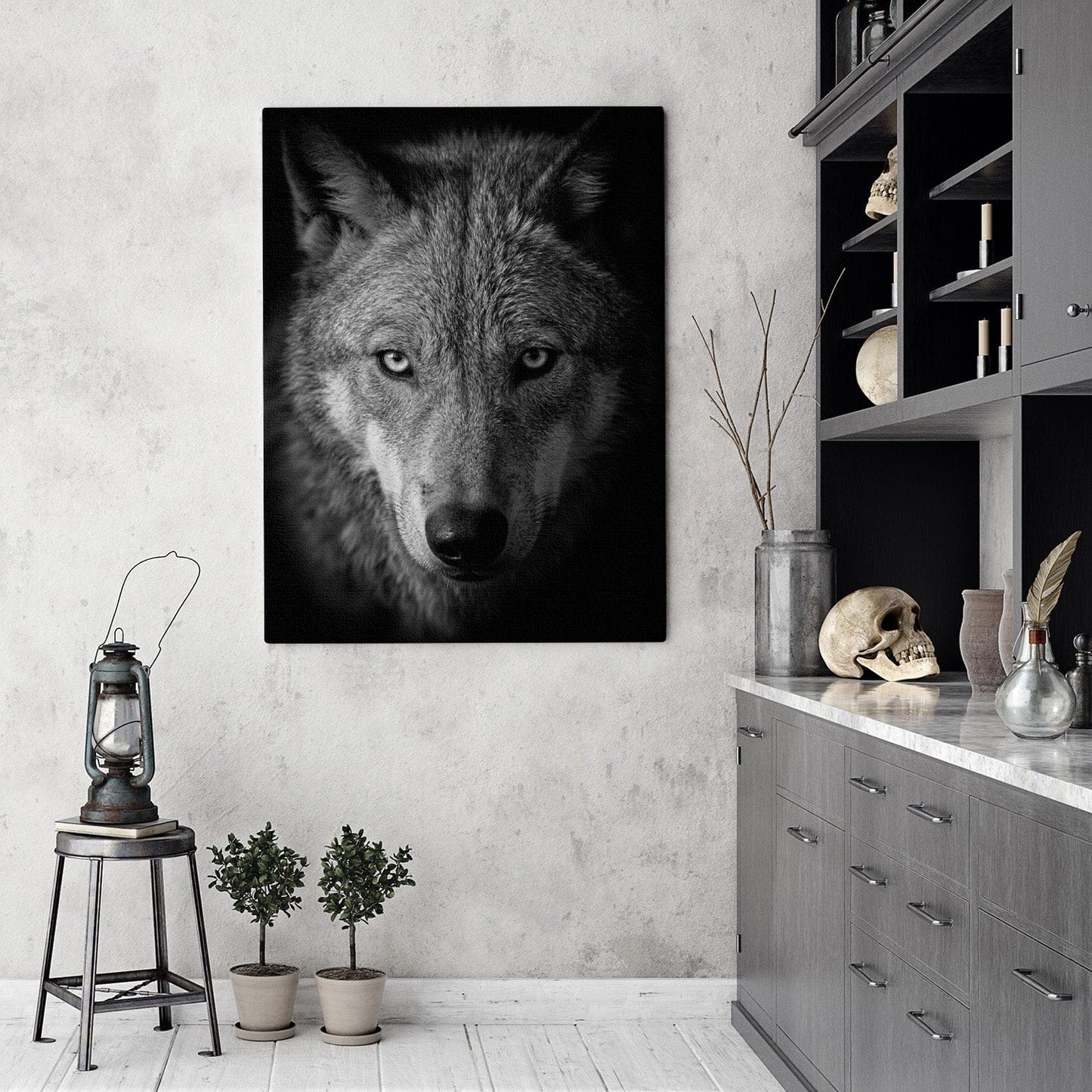 Black and White Wolf Canvas
