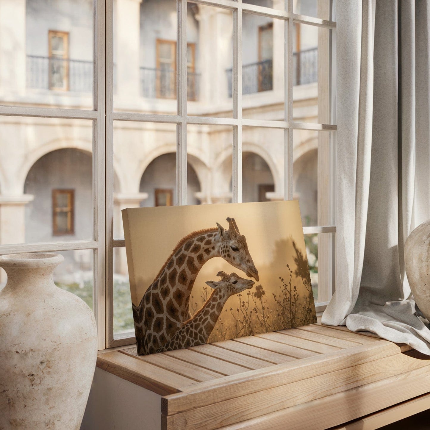 Nurturing Giraffe Duo Canvas