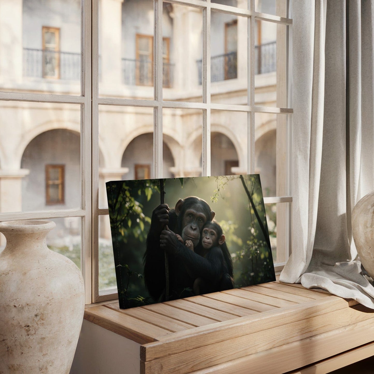 Tender Chimp Family Canvas