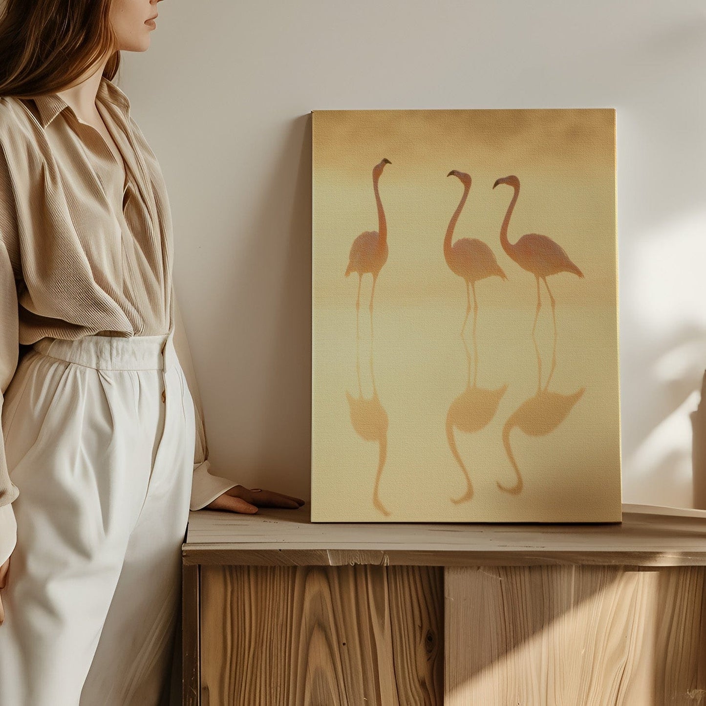 Ethereal Golden Flamingo Canvas