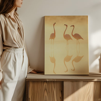 Ethereal Golden Flamingo Canvas