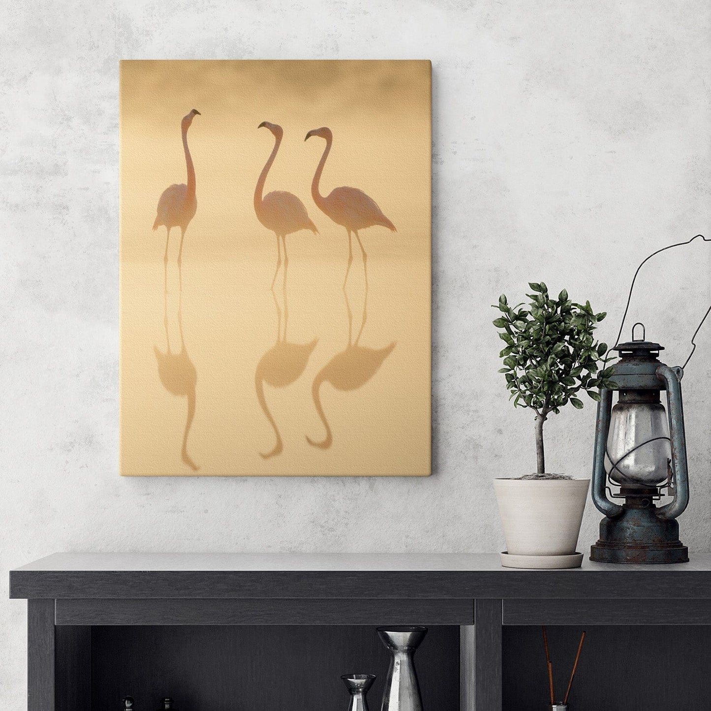 Ethereal Golden Flamingo Canvas