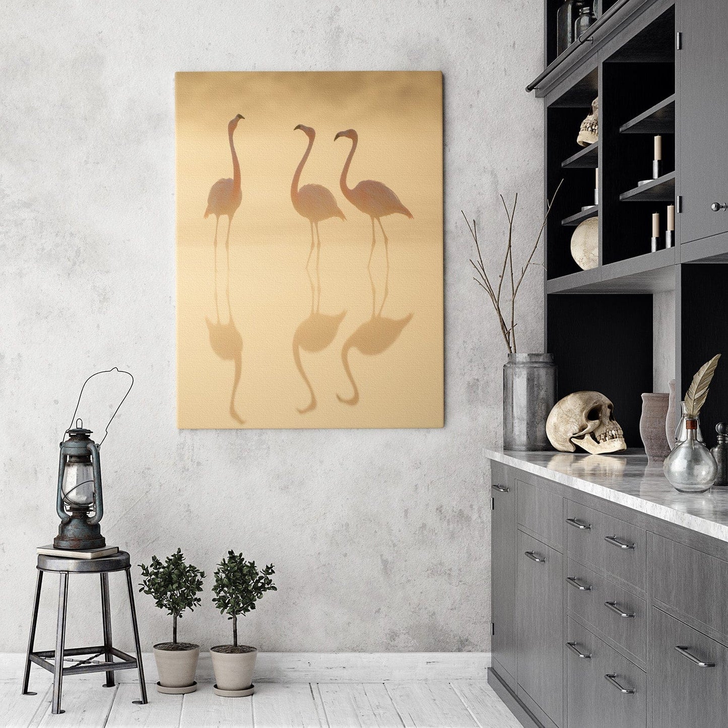 Ethereal Golden Flamingo Canvas