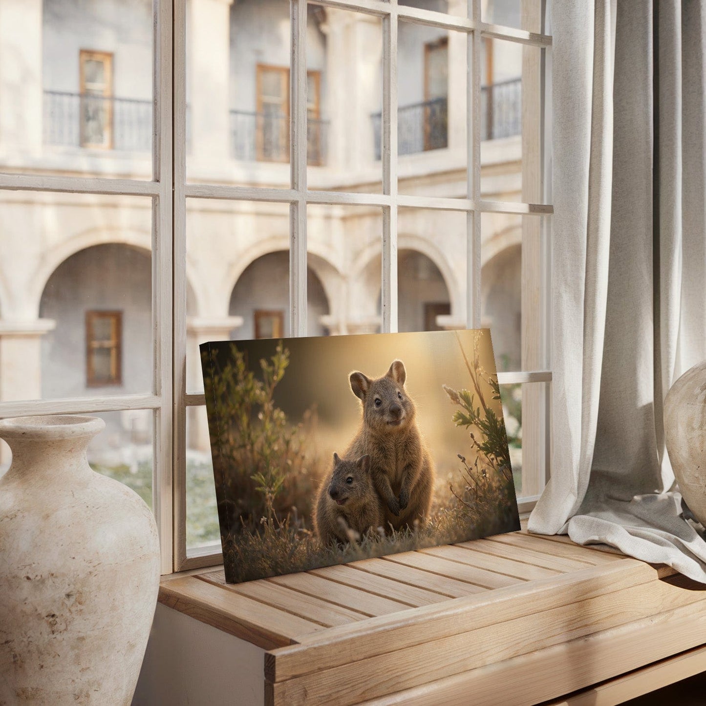 Smiling Quokka Family Canvas