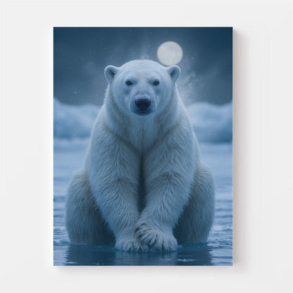 Moonlit Polar Bear Canvas