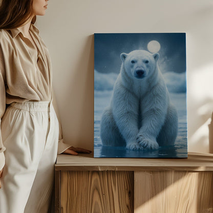 Moonlit Polar Bear Canvas
