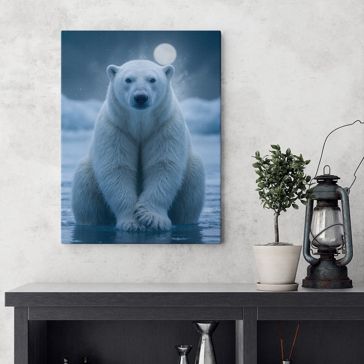 Moonlit Polar Bear Canvas