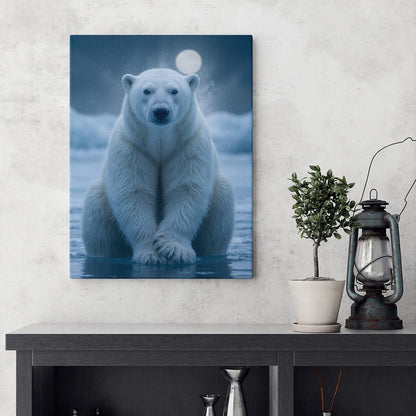 Moonlit Polar Bear Canvas