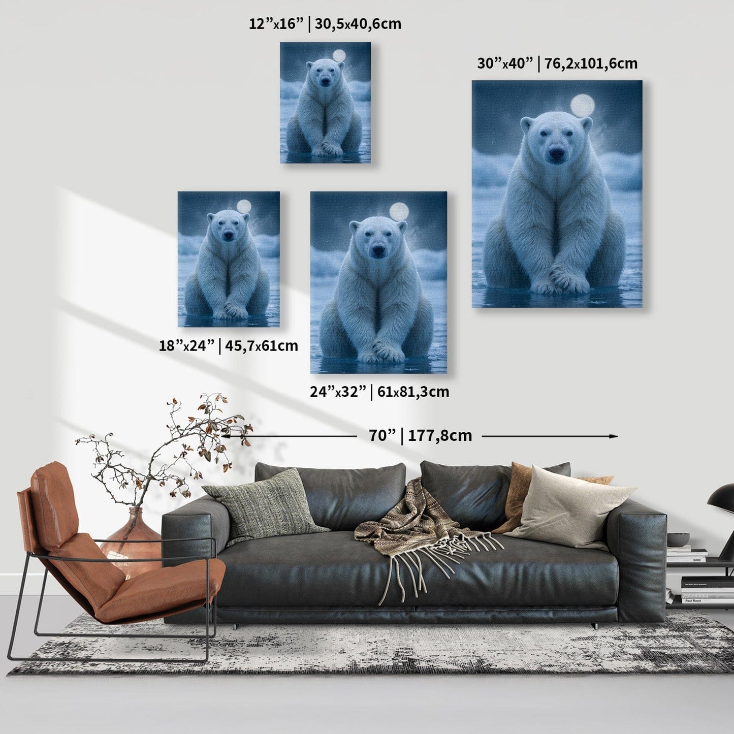 Moonlit Polar Bear Canvas