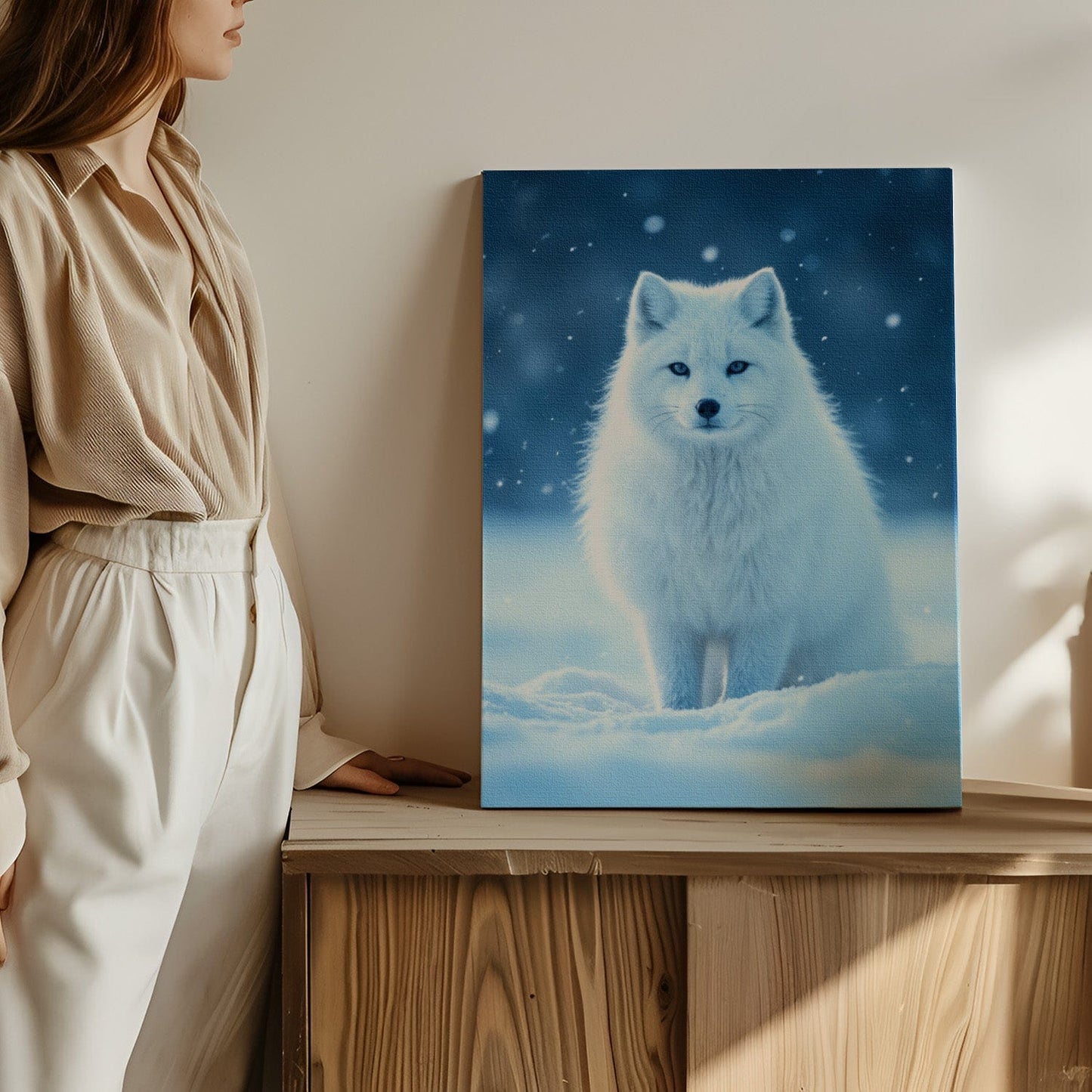 Winter Snowy Arctic Fox Canvas