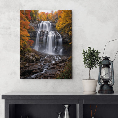 Autumn Cascade Waterfall Canvas