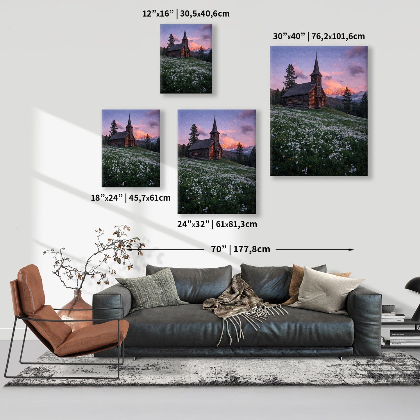 Zonsondergang Berg Kapel Canvas